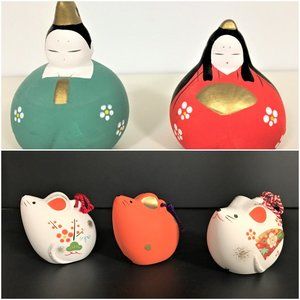 ✨Host Pick✨Collectible Japanese Clay Dolls/Bells/Ornaments Lot of 5pcs